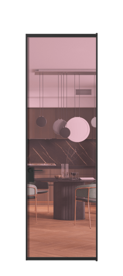 Алюминиевая дверь АЛПЛ040.01 Алюминий Черный Прозрачное розовое стекло, триплекс Цена 22562440  | Volhovec