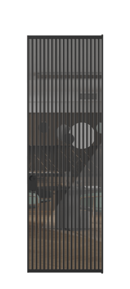 Алюминиевая дверь АЛПЛ040.06 Алюминий Черный Рефлективное прозрачное стекло "Стопсол", калёное Цена 46643310  | Volhovec