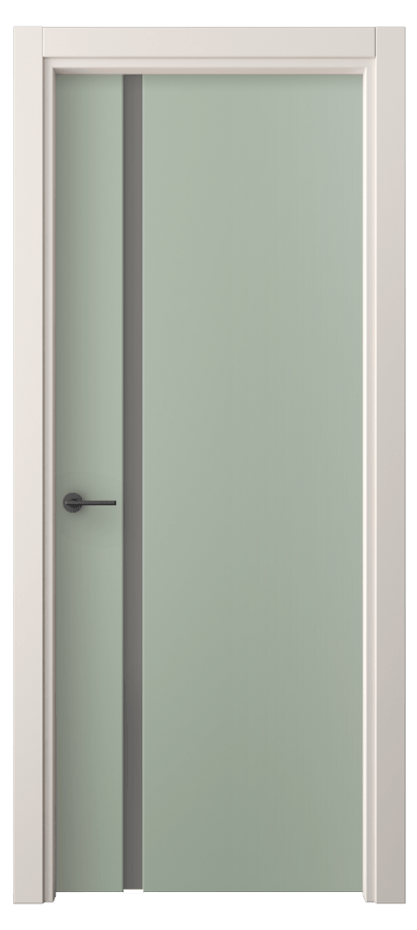 Межкомнатная дверь Фридом 4222 ПЭТ светло-оливковый Сатинированное серое стекло, триплекс Цена 31749 ₽ | Volhovec