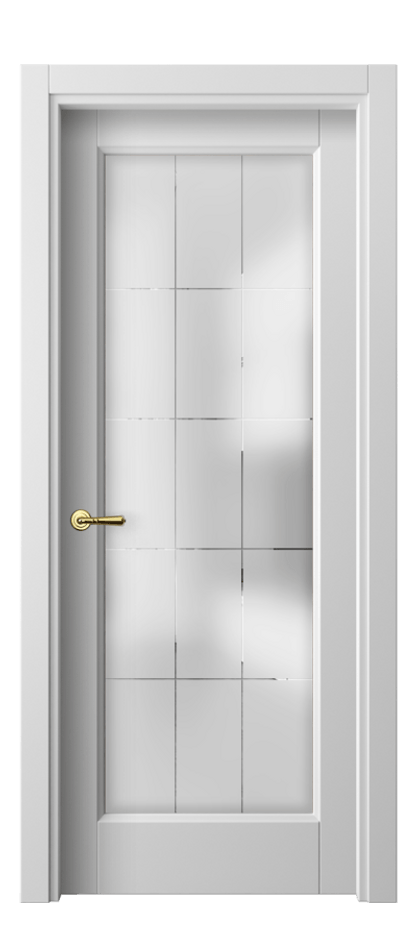 Межкомнатная дверь Галант 1402 Матовый белоснежный Сатинированное стекло с гравировкой "Лофт" Цена 8936870 so'm | Volhovec