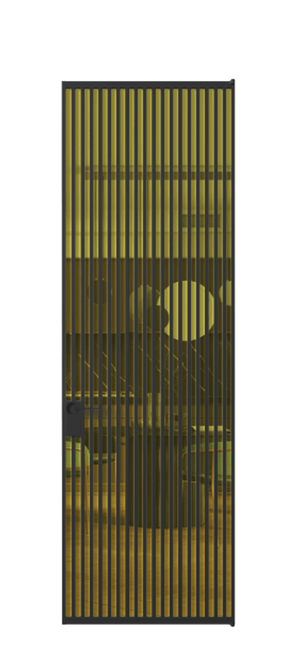 Алюминиевая дверь АЛПЛ040.06 Алюминий Черный Прозрачное жёлтое стекло, триплекс Цена 36036560  | Volhovec