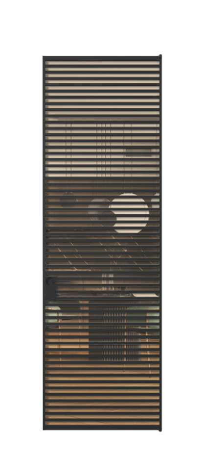 Алюминиевая дверь АЛПЛ040.07 Алюминий Черный Прозрачное оранжевое стекло, триплекс Цена 186370  | Volhovec