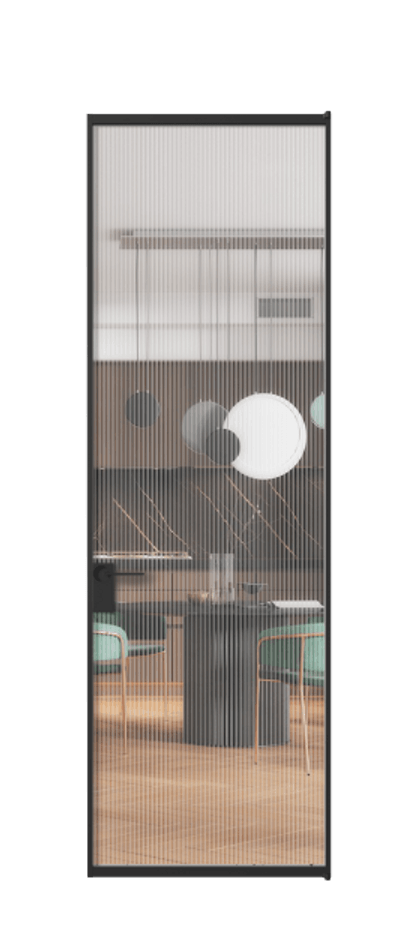 Алюминиевая дверь АЛПЛ040.01 Алюминий Черный Рифлёное стекло "Мору", триплекс Цена 23780440  | Volhovec