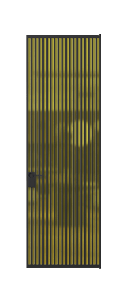 Алюминиевая дверь АЛПЛ040.06 Алюминий Черный Сатинированное жёлтое стекло, триплекс Цена 36036560  | Volhovec