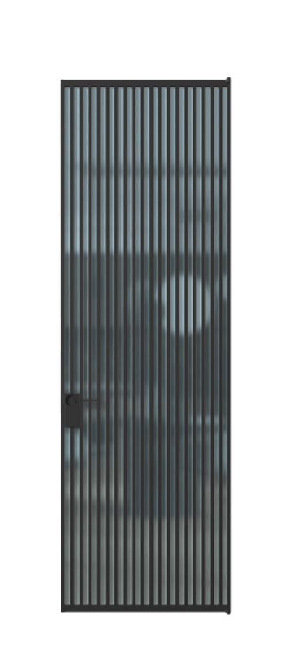 Алюминиевая дверь АЛПЛ040.06 Алюминий Черный Сатинированное голубое стекло, триплекс Цена 36036560  | Volhovec