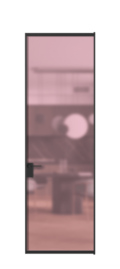 Алюминиевая дверь АЛПЛ040.01 Алюминий Черный Сатинированное розовое стекло, триплекс Цена 22562440  | Volhovec