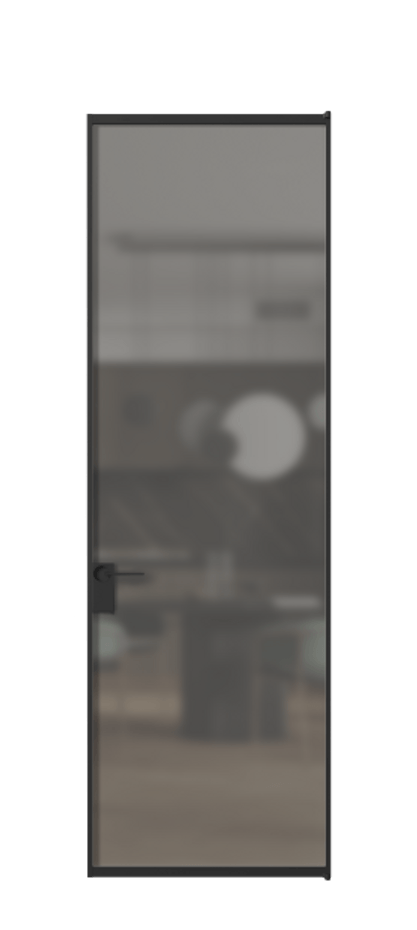 Алюминиевая дверь АЛПЛ040.01 Алюминий Черный Сатинированное серое стекло, триплекс Цена 22562440  | Volhovec