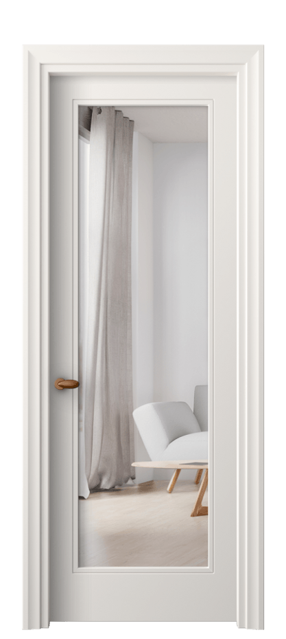 Межкомнатная дверь Esse 8502 Матовый пудровый белый Двустороннее зеркало, триплекс Цена 68099 ₽ | Volhovec