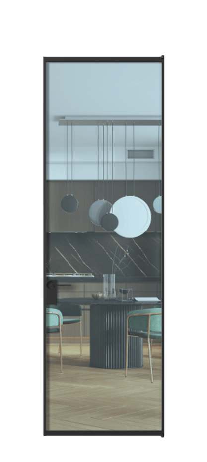 Алюминиевая дверь АЛПЛ040.01 Алюминий Черный Прозрачное голубое стекло, триплекс Цена 22562440  | Volhovec