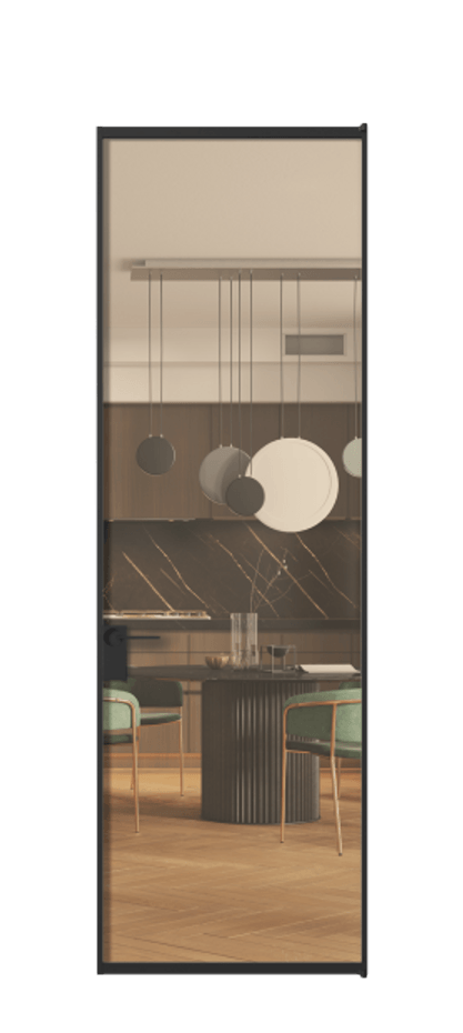 Алюминиевая дверь АЛПЛ040.01 Алюминий Черный Прозрачное оранжевое стекло, триплекс Цена 22562440  | Volhovec