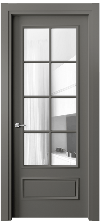 Межкомнатная дверь Paris 8112 Матовый классический серый Прозрачное стекло Цена 64779 ₽| Volhovec