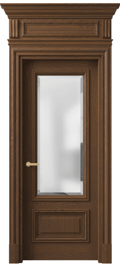 Межкомнатная дверь Антик 7306 Дуб каштановый матовый Сатинированное стекло с фацетом Цена 53784650 so'm | Volhovec
