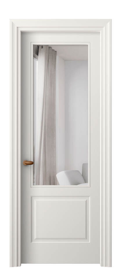 Межкомнатная дверь Эссе 8552 Матовый пудровый белый Двустороннее зеркало, триплекс Цена 73199 ₽ | Volhovec