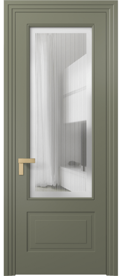 Межкомнатная дверь Rocca 8342 Матовый оливковый тёмный Сатинированное с гравировкой "Каннелюры", триплекс Цена 78519 ₽ | Volhovec
