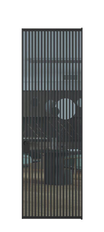 Алюминиевая дверь АЛПЛ040.06 Алюминий Черный Прозрачное голубое стекло, триплекс Цена 36036560  | Volhovec