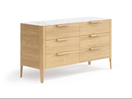 Мебель Комод Пьега 6 ящиков. Цвет Дуб соломенный матовый. Материал Массив дуба матовый. Коллекция Комод Пьега 6 ящиков. Картинка.