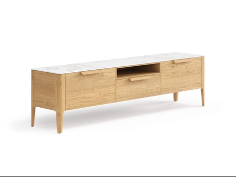 Мебель ТВ тумба Piega. Цвет Дуб пшеничный матовый. Материал Массив дуба матовый. Коллекция ТВ тумба Piega. Картинка.