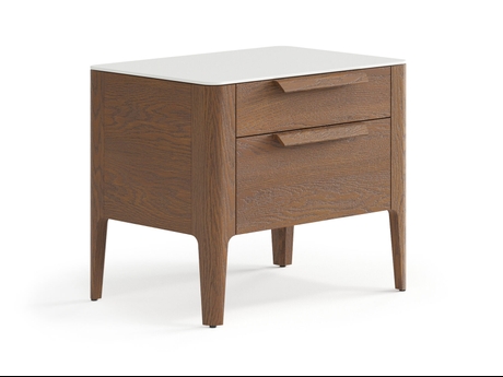 Мебель Тумба прикроватная Piega 2 ящика. Цвет Дуб каштановый матовый. Материал Массив дуба матовый. Коллекция Тумба прикроватная Piega 2 ящика. Картинка.