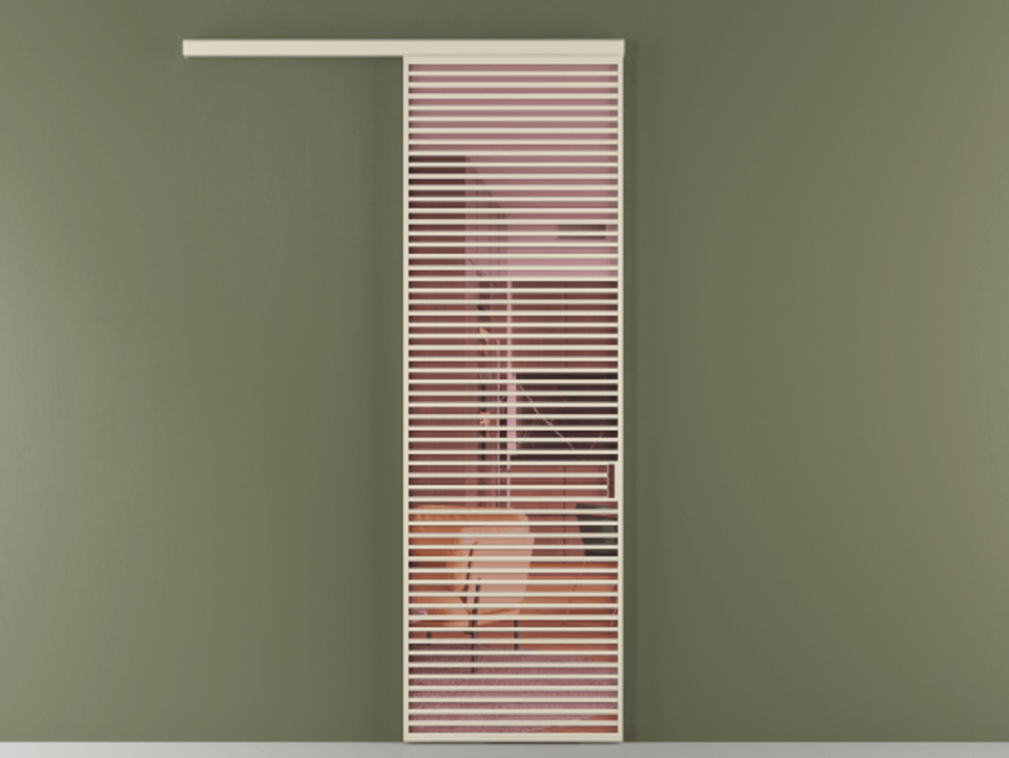 Перегородка Formato вдоль стены 1 створка АЛПР 040.07 Алюминий бежево-серый Прозрачное розовое стекло, триплекс Цена 184480 ₽  | Volhovec