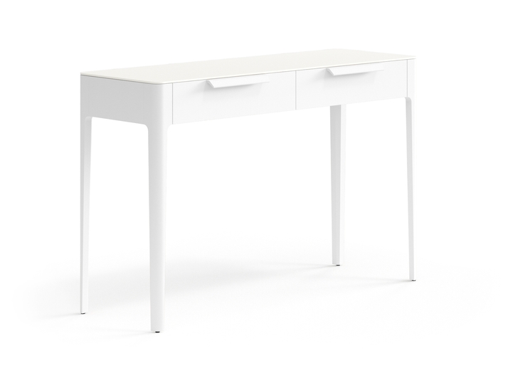 Мебель Консоль Piega 2 ящика. Цвет Матовый светло-серый. Материал Гладкая эмаль. Коллекция Консоль Piega 2 ящика. Картинка.