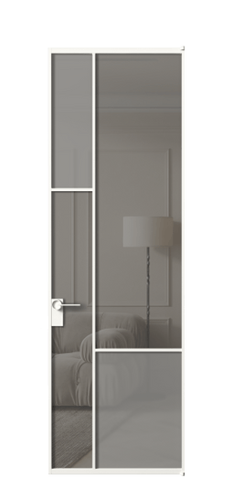 Межкомнатная дверь АЛПЛ041.13 БЕЛ Серый сатин матовое + Серый прозрачное. Цвет Алюминий Белый. Материал Алюминий. Коллекция Mosaic. Фото. Дверь межкомнатная АЛПЛ041.13 БЕЛ Серый сатин матовое + Серый прозрачное. Цвет Алюминий Белый. Материал Алюминий. Коллекция Mosaic. Картинка.