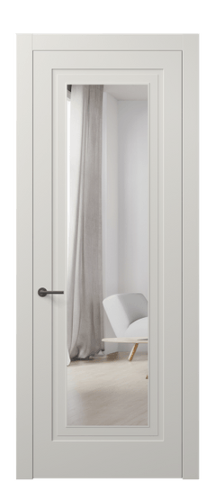 Дверь межкомнатная АКП 8403 МТСР Зеркало с одной стороны. Цвет Матовый тёплый серый. Материал Гладкая эмаль. Коллекция Mascot. Картинка.