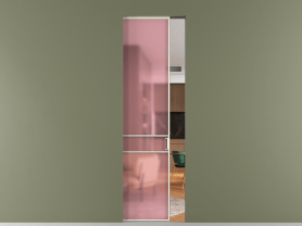 Алюминевая перегородка АЛПР 040.02 ММБ САТ РОЗ. Цвет Алюминий молочно-белый. Материал Алюминий в эмали. Коллекция Перегородка Formato скрытый пенал 1 створка. Картинка.