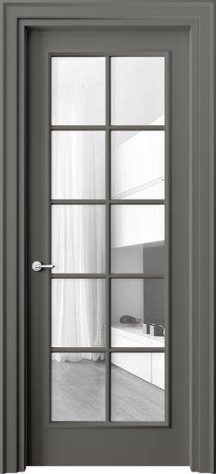 Дверь межкомнатная 8102 МКЛС Прозрачное стекло. Цвет Матовый классический серый. Материал Гладкая эмаль. Коллекция Париж. Картинка.