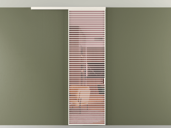 Алюминевая перегородка vd1_07 Алюминий пудровый белый Прозрачное розовое стекло, триплекс, 6мм. Цвет Алюминий пудровый белый. Материал Алюминий в эмали. Коллекция Перегородка Formato вдоль стены на потолок 1 створка. Картинка.