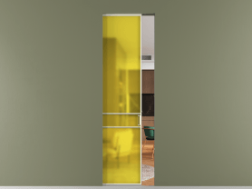 Алюминевая перегородка АЛПР 040.02 ММБ САТ ЖЕЛ. Цвет Алюминий молочно-белый. Материал Алюминий в эмали. Коллекция Перегородка Formato скрытый пенал 1 створка. Картинка.