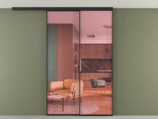 Перегородка Formato вдоль стены на потолок 2 створки с синхронным механизмом