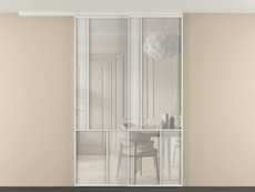 Перегородка Мозаик вдоль стены на потолок 2 створки с синхронным механизмом