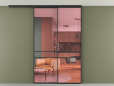 Перегородка Formato вдоль стены на потолок 2 створки с синхронным механизмом