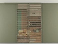 Перегородка Формато вдоль стены на потолок 2 створки с синхронным механизмом